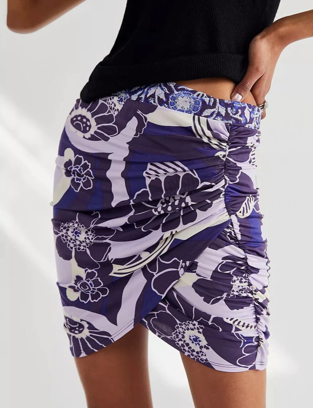Free People She's Something Else Printed Mini Skirt in Plum